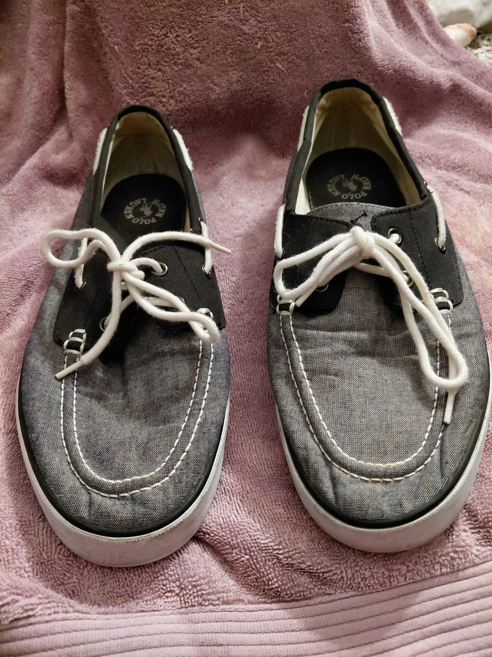 Polo by Ralph Lauren Grey and Black Canvas Boat Shoes